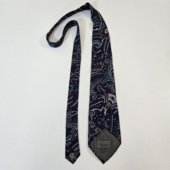 Gianfranco Ferre Tie Silk Italy Fantasy Paisley Print Party W 3.75 L 56.5 inches - Picture 4 of 11